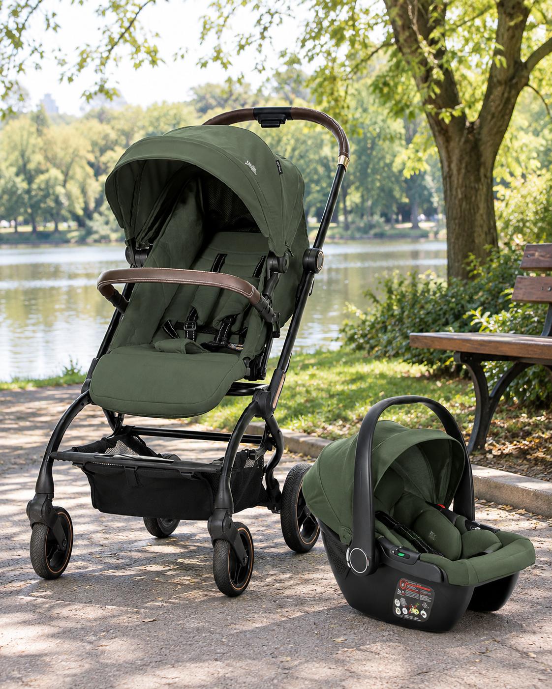 LORELLI SET KOLICA ZA BEBE MAKAYA ROTACIONO SEDISTE 360 (22KG MAX) - GREEN I AUTO SEDISTE
